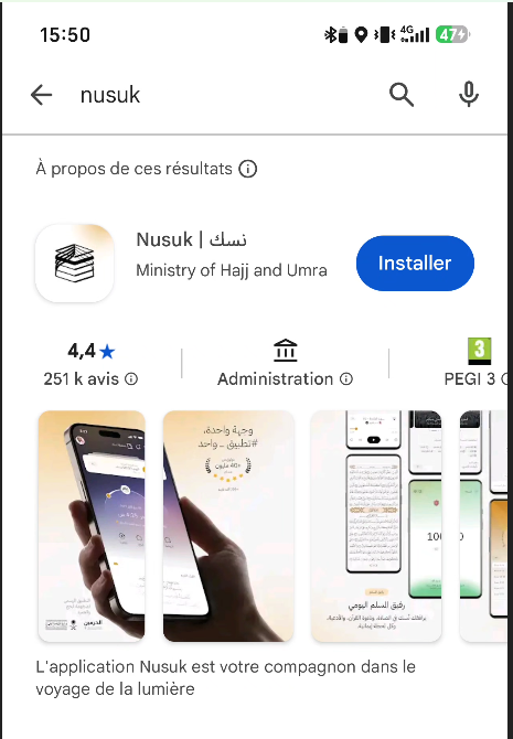 Téléchargement de l’application officielle Nusuk sur le Google Play Store